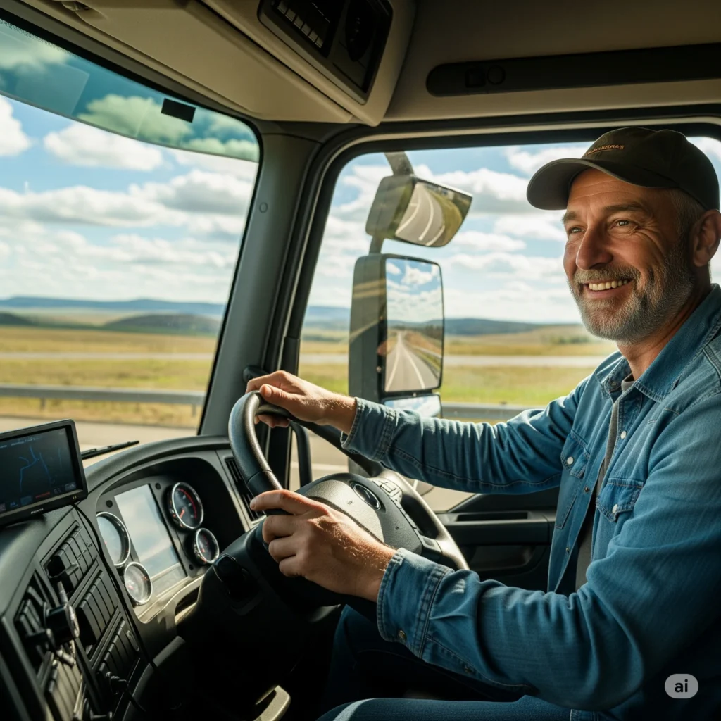 a smiling truck driver