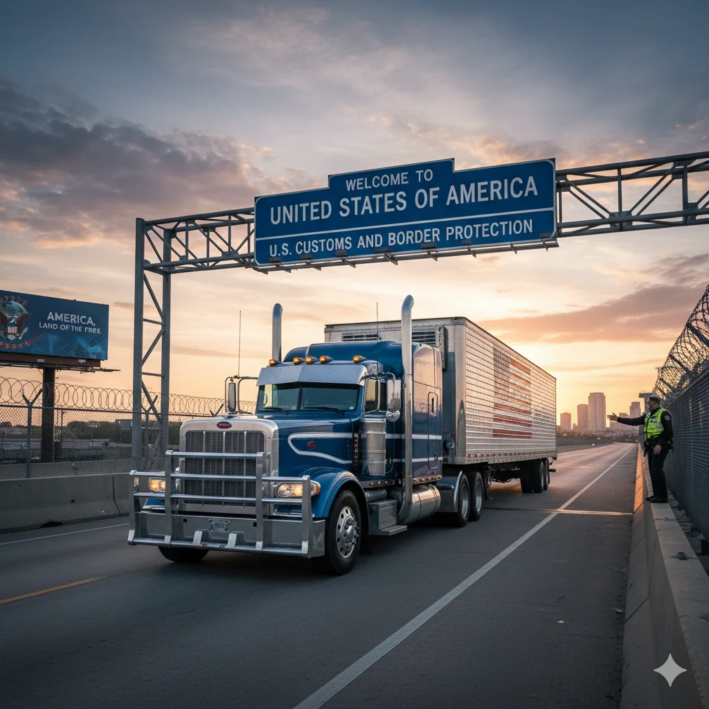 trucks entering the usa borders