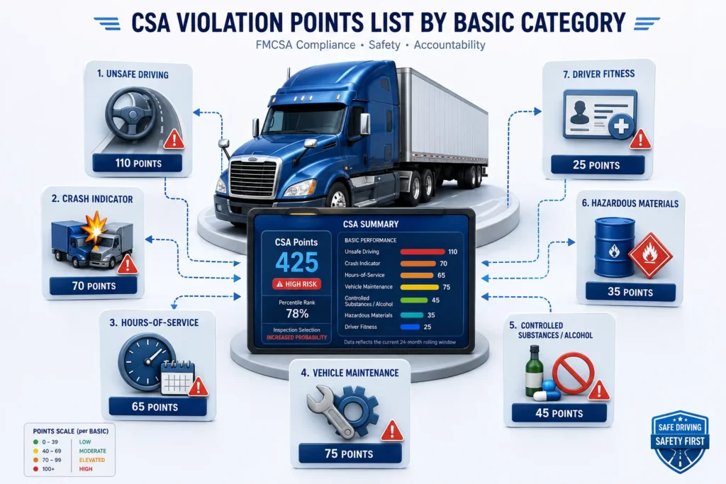 CSA Violation Points List by BASIC Category